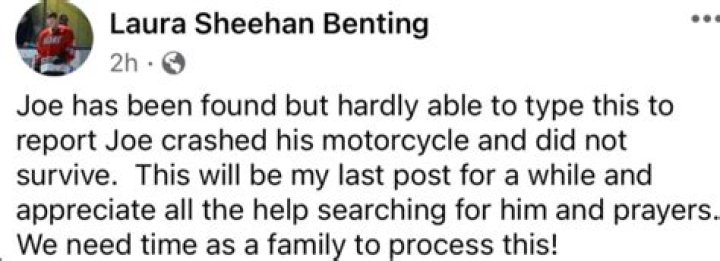 Joe Benting Motorcycle Accident, Cause of Death and Obituary